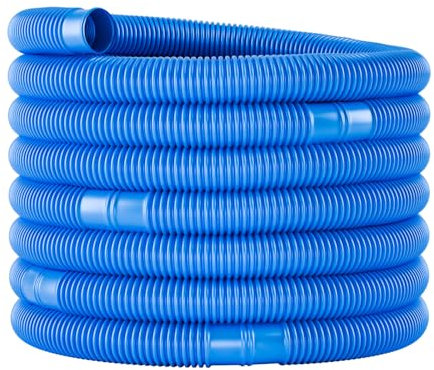 poolomio® Poolschlauch 38mm / 15 m - flexibler Schwimmbadschlauch für Poolpumpe & Poolsauger UV- & Chlorbeständiger Spiralschlauch Hochwertiger Druck- & Saugschlauch als Poolzubehör, Blau
