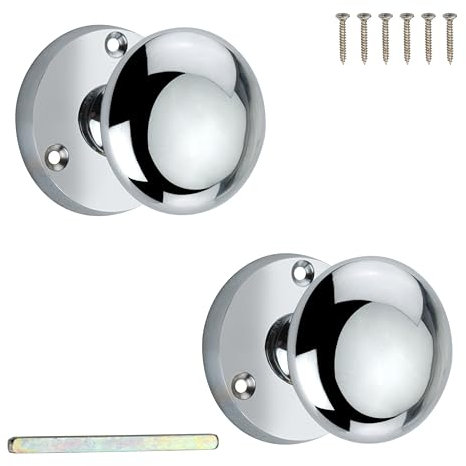 Knobs N Knockers Brass Door Knobs - Door Knobs for Interior Doors - Door Handles for Home and Kitchen - Durable Bathroom & Bedroom Door Lock - 51mm 1 Pair, Antique Brass