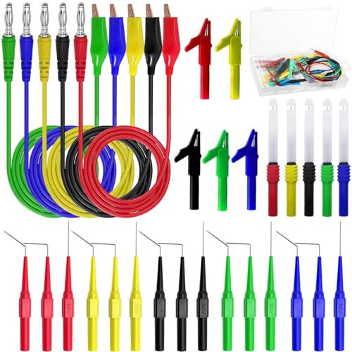 30 Stück Multimeter Messleitungen Kit, 4mm Bananenstecker Kabel mit Krokodilklemmen mit Testsonde für Digital Multimeter Spannungsprüfer