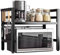 Estante Extensible de Microondas. Soporte para Encimera Ajustable. Estantería de Microondas, Horno, Utensilios de Acero. Organizador para Cocina con 4 Ganchos Incluidos (35-60cm, ancho ajustable)