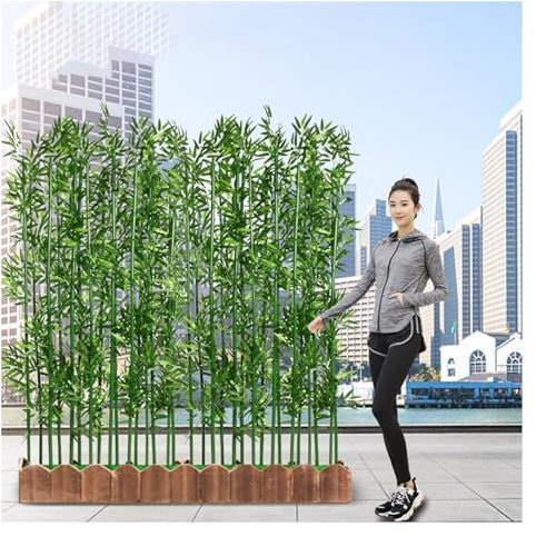 Künstliche Kunstpflanzen Bambus Artificiales Faux Bambus für Front Porch, Garten-Landschaftsbau Fake-Baum mit Sockel, Outdoor Privatsphäre Trennwand Zaun Indoor Raumteiler Pflanzen(Color:0.5m base-16