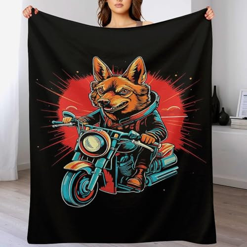 PAZZK Premium Tagesdecke | Bettüberwurf Wohndecke Weiche Flannel Deutscher Schäferhund Decke Sofadecke Mit 3D Muster Vier Jahreszeiten Wohndecke Für Bett/Couch(100×130cm)