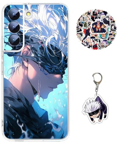 Staremeplz Hülle für Samsung Galaxy A55 5G Satoru Gojo/Itadori Yuji Anime Spiel Handyhülle [Mit Schlüsselbund und 50pcs Aufkleber] Cartoons Transparent Silikon Case Hülle für Samsung Galaxy A55 5G