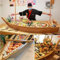 Gvqng Sushi-Boot aus Holz, Sushi-Teller in Bootsform, Sashimi-Sushi Bambusteller, Japanischer Stil Bambus-Sushi-Tablett Vorspeisenteller, für das Restaurant zu Hause,A,50 * 19cm