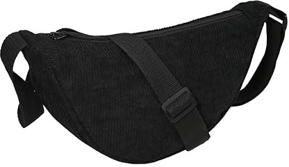 Funtlend Crossbody Bag Cord Umhängetasche Damen kleine Halbmond Tasche Crossbody Bag Damen Cord Taschen mit verstellbarem Gurt für Arbeit Einkaufen Schule Shopping