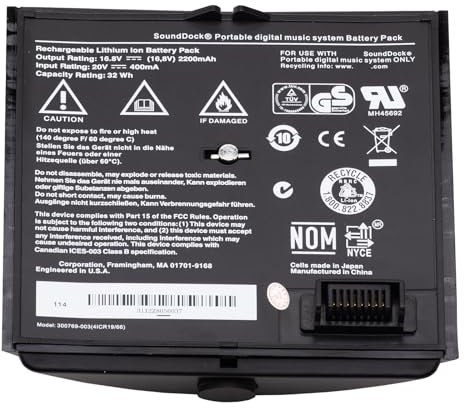 CHUNCAIL La batterie est compatible avec la batterie audio Bose Sounddock SoundLink Air Series 350160-1100, 300769-001, 300770-001, 410633, 300769-002, 300769-003 (4ICR1966)