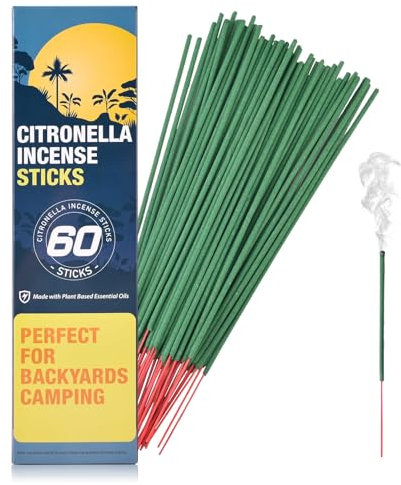 Bâtons d'Encens à la Citronnelle - 60 bâtons par boîte - Bâtons d'encens Citronnelle pour Le Patio, Le Camping, l'extérieur, etc