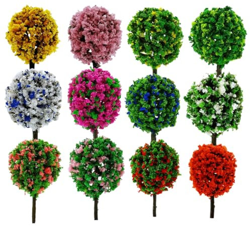 EIHI 12 Pièces Arbre Miniature Modèle Arbre Vert Modelisme Arbre Maquette pour Modèle Paysages Miniatures Table de Sable Arbre Vert Modèle, A