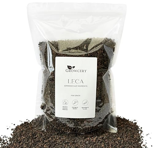 Growcery Leca Expanded Clay Pebbles - Fine Grade Clay balls for plants, horticultural grit, gravel for garden, pebbles for garden, terrarium stones, drainage for plant pots (3L)