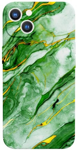 Berkin Arts Compatible with iPhone 13 Mini Case Clear Cover Cloisonnism Green Marble and Gold Futurism Marble Background Purism