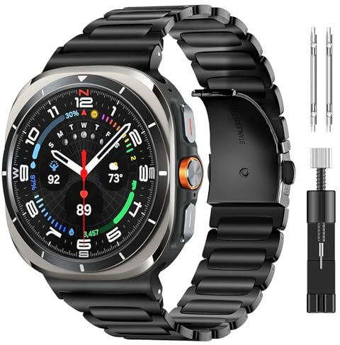 Diruite Cinturino per Samsung Galaxy Watch Ultra 47 mm Cinturini Acciaio Inossidabile,Design Minimalista Acciaio Inossidabile Fibbia Doppia Fila Cinturino per Samsung Galaxy Watch Ultra 47 mm