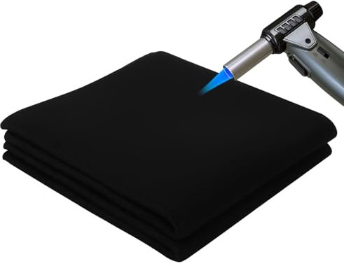 LOPYXBR 2 Stück Feuerfeste Unterlage 50x50 cm, Hitzebeständige Unterlage Küche, Schwarz Feuerfeste Matte, Hitzeschutzmatte bis zu 982 ℃, Feuerschutzmatte für Grillen Camping Schweißen