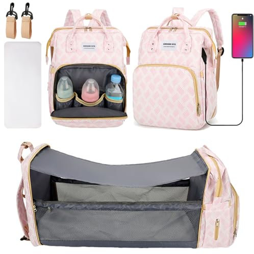 Aikelai Wickelrucksack für Babys Groß,Wickeltasche mit Wickelunterlage Unterwegs,Wickeltasche Rucksack,Baby Taschen für Mama,Mommy Bag,Diaper Bag (Lila)