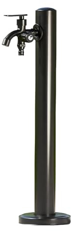 JINGSHIQIAOPL Colonne À Eau De Jardin En Acier Inoxydable, Robinet D'Extérieur À Double Sortie, Pompe À Eau Pour Jardin À Montage Au Sol, Colonne D'Eau Verticale Cylindrique (600 mm/24 po), Noir