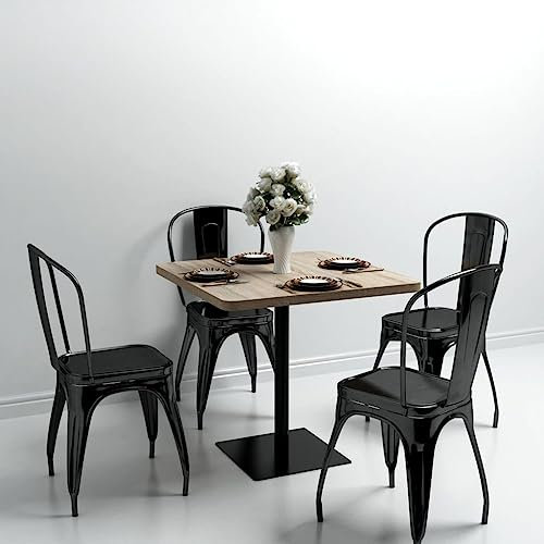 Bistrotisch MDF und Stahl Quadratisch 80x80x75 cm Eichenoptik,Stilvoller quadratischer Bistrotisch in Eichenoptik aus MDF und Stahl für Innenbereiche, Restaurants, Cafés und Bars Wohnzimmer Esstische