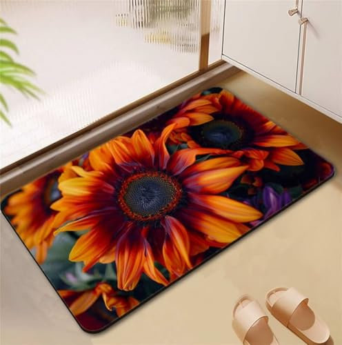 Badezimmerteppich Red Badematte Rutschfester 50x80cm, Super Absorbierender Badteppich rutschfest Waschbar Duschvorleger Schnelltrocknend Badvorleger Badematte Dünne Stone Bath Mat Mats D4-634