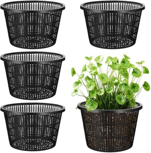 HpLive 5 macetas de malla hidropónica de 21 cm, grandes cestas acuáticas, contenedores de malla de plástico para plantas de estanque, jardín orquídeas