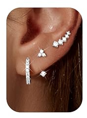 Chriscoco Orecchini Donna Acciaio Chirurgico Set Orecchini Oro Argento | Piccoli Orecchini Cerchio Donna,Orecchini Dorati, Anallergici