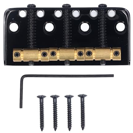 Bridge de Guitare électrique Bridge de Guitare Courte 3 Saddle Professional Guitar Bridge Remplacement Compatible avec des Guitares de Pick-up à Double Bobine Vintage (BLACK)
