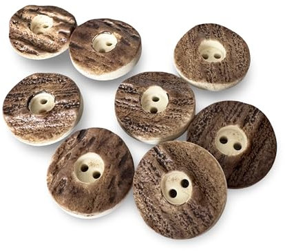 10 Stück braun Kunststoff Knöpfe Hirschhorn Optik Imitat 2 Loch 15mm, 18mm, 20mm oder 22mm (20mm)