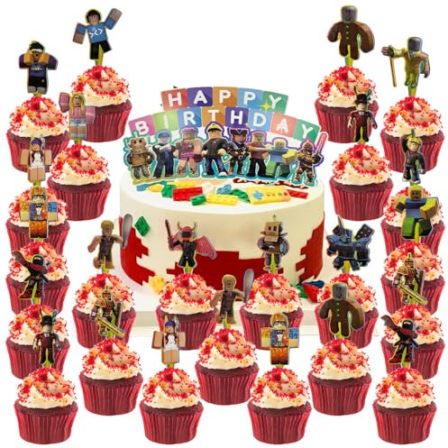 Roblx Cake Toppers, Roblx Cake Decorations, Birthday Decorations, 25pcs Party Decora-tions, Driflo Birthday Cake Topper, Personalised Cake Topper, for Fans