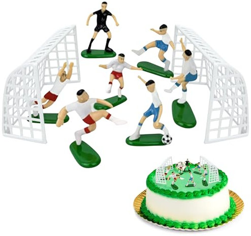 Football Cake Toppers, 10 Pcs Football Cake Decorations, Football Cake Decorations For Men Father'S Day And Football Theme Party, Personalised Sports Soccer Theme Nets Party Supplies for Boys and Adul