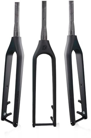 Fourche avant de VTT 29 pouces, fourche rigide en carbone, axe traversant 110 x 15 mm, frein à disque 75 mm, tube de direction conique 1-1/2, T800 ultraléger 750 g pour pneus 29 x 2,6 pouces (noir).