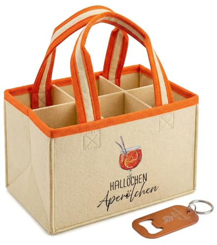 Aperol Tasche, Biertasche Mit Flaschenöffner, Gelbe Bierhandtasche Aus Filz Mit Trennwänden Für 6 Flaschen Oder Dosen Bier, Lustige Tragetasche Für Männer Frauen, Aperol Geschenk,Aperol Spritz Geschen
