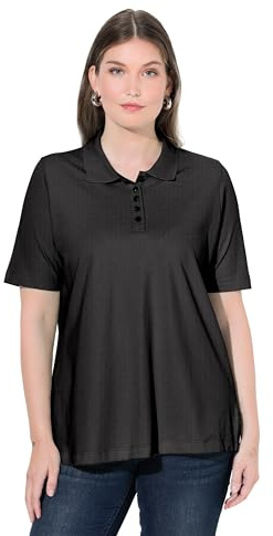 Ulla Popken Damen Poloshirt, Längere Knopfleiste, Polokragen, Halbarm T-Shirt (1er Pack)