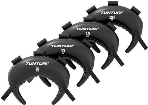 Tunturi Platinum Bulgarian Power Bag Set – 5–20 kg – Sandbag – Schwarz – Inkl. kostenloser Fitness-App