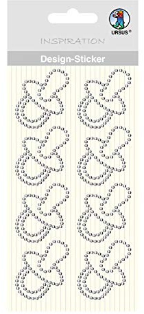 Ursus 75070013 - Design Sticker, Schnuller, silber, 8 Stück, selbstklebend, einfach von der Folie abzuziehen, ideal geeignet für Scrapbooking, Kartengestaltung und zur Dekoration