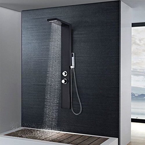 vidaXL Système de Panneau de Douche Aluminium Mat Noir Salle de Bain Maison