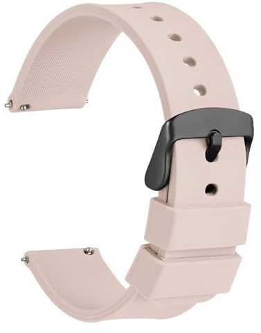 WOCCI 14mm Bracelet de Montre Silicone pour Femme et Homme avec Boucle Noire (Rose Clair)
