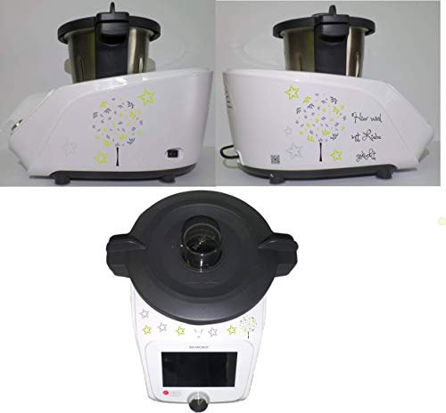 Aufkleber passend für Monsieur Cuisine Connect Blumen grau grün