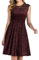 Meetjen Damen Festliche Cocktailkleid Elegante Abendkleid Hochzeitskleid Knielang Brautjungfern Midi Spitzenkleider Weinrot Burgundy S