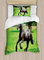 ABAKUHAUS Tier Bettbezugs Set für Einzelbetten, Friese, Milbensicher Allergiker geeignet mit Kissenbezug, 130 x 200 cm, Schwarz Grün