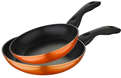 Bergner Q3402 Set 2 Piezas sartenes 20+24 Aluminio Forjado inducción Orange Neon, Naranja