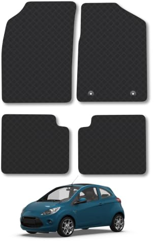 Fits Ford KA (2013-2016) 3mm Rubber Car Mats | Tailored Fit Durable Floor Mats Full Coverage Protection Waterproof Accessories Easy Clean Anti Slip Made in the UK