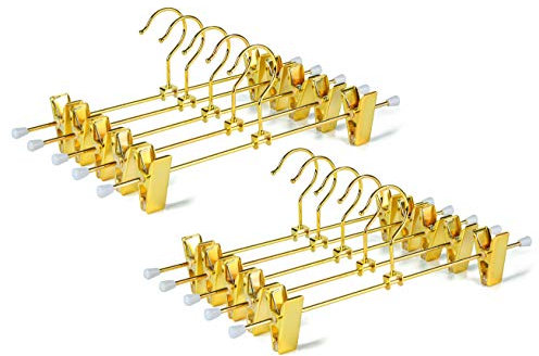 Amber Home Kleiderbügel aus Metall, glänzend, 30,5 cm, robust, für Hosen, Hosen, mit 2 verstellbaren, rutschfesten Clips und Drehhaken, 20 Stück