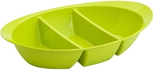 Design 1x Schale Dipschale Snackbar Servierschale 3-Geteilt für Süssigkeiten Knabbersachen Obst Nüsse Gemüse Snackschale Snackbox in Grün