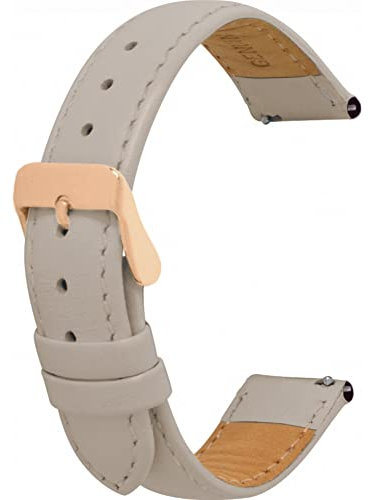 Toff London Ladies Beige Leather Watch Strap, Quick Release with Rose Gold Metal Buckle, Band Width 18mm