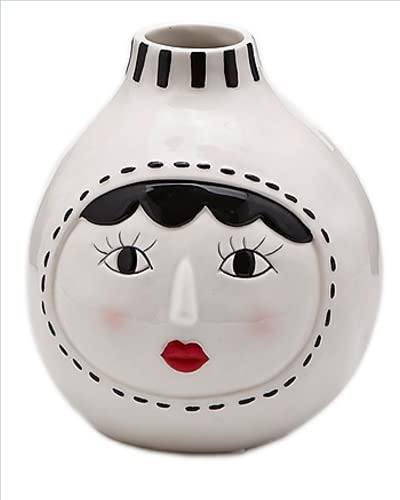 Oblo Pot de fleurs pour intérieur et extérieur Blanc et noir Taille : 17 cm