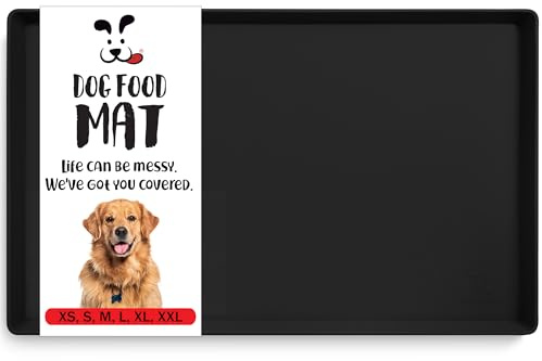 DogBuddy Dog Food Mat - Waterproof, Easy to Clean & Use, Silicone, Black, 28 x 18 inches, Perfect for Large Dogs or Multiple Pets