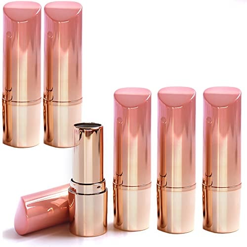 Hunphy 6 Stück Leere Lippenstift-Röhren, Lippenstift, zum Basteln, nachfüllbar, runder Behälter, nachfüllbar, für Lippenbalsam, für Reisen, Make-up