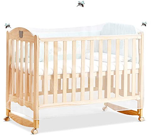 Berdso Zanzariera per Lettino Neonato,Zanzariera Universale con Cerniera per Culla, Protezione Insetti per Neonati, Bambini - 135×60×90cm