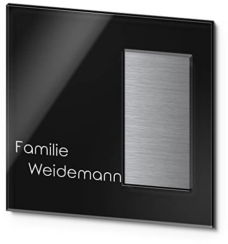 Funkklingel Befestigung Schild aus Edelstahl und Acrylglas - Halterung für alle gängigen Funk Türklingeln – Videodoorbell Zubehör Platte | individuell anpassbares Türschild für Funk Klingel - 20x20 cm