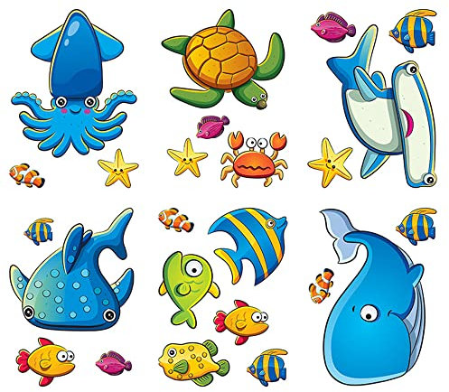 YUANWEI Badewanne Sticker Selbstklebende Anti-Rutsch-Aufkleber für Kinder Anti Rutsch Sticker für Badewanne für Sicherheit in Badewanne & Dusche Bad, mit Hoher Haftleistung (Meereslebewesen)