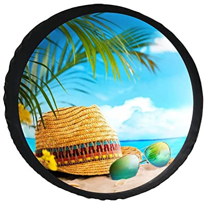 PHELIKA Chapeaux de paille - Lunettes de soleil sur la plage - Protection de roue de secours en cuir PVC - Résistant aux intempéries - Universel - Résistant aux intempéries - Anti-poussière - Pour