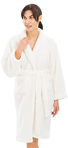 HOMELEVEL Accappatoio Donna Spugna Morbida Senza Cappuccio - Vestaglia Donna Pile Soffice - Veste da Camera - Asciugamano Palestra con Tasche Piscina