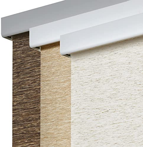 Persilux Free-Stop schnurlose Lichtfilter-Rollos für Fenster (braun, 89 cm B x 183 cm H), natürliches gewebtes Gewebe, Wärmedämmung, Sichtschutz-Rollos für Fenster, für Zuhause, Büro, Tür, Terrasse
